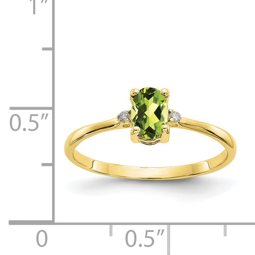 10k Polished Genuine Diamond & Peridot Birthstone Ring