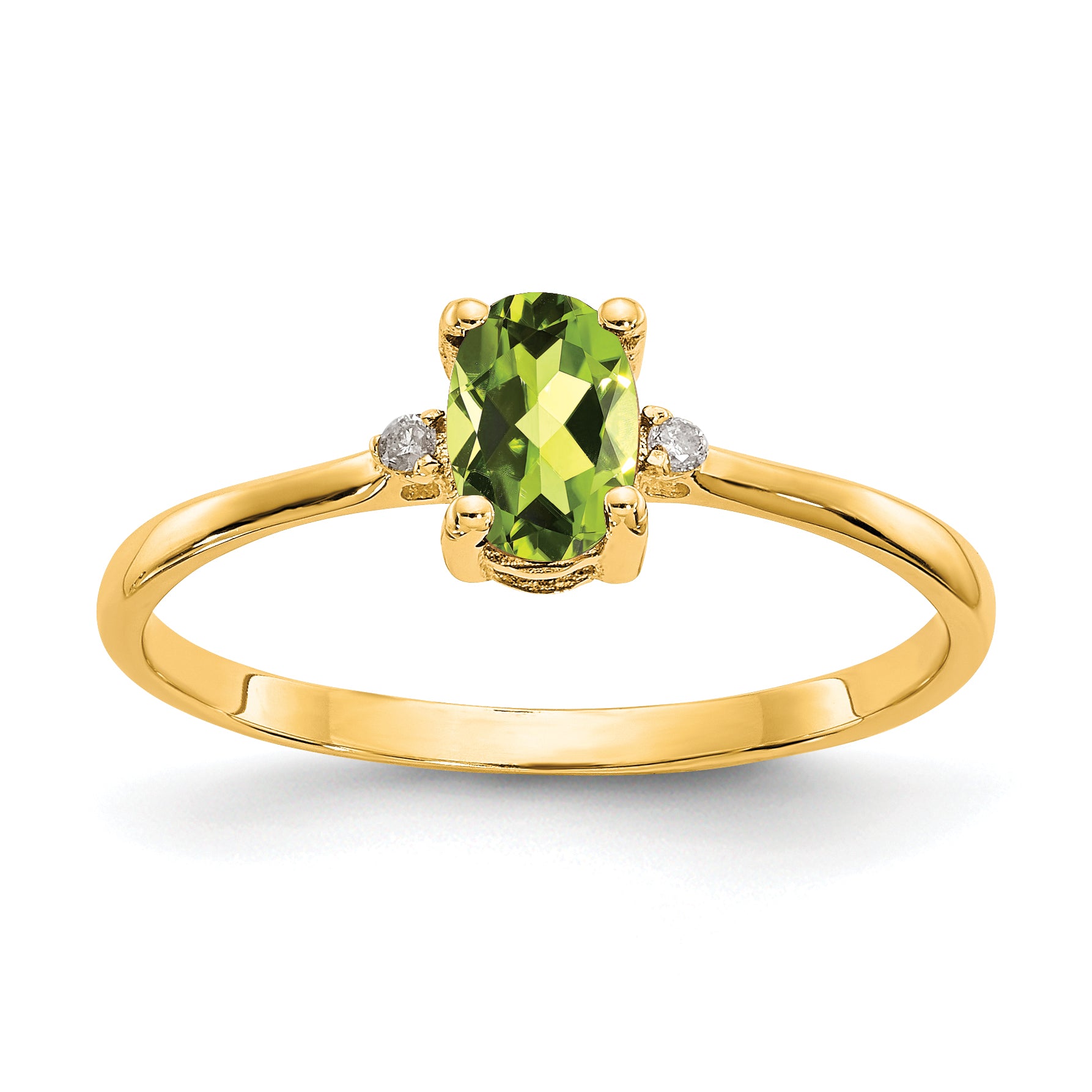 10k Polished Genuine Diamond & Peridot Birthstone Ring Main image