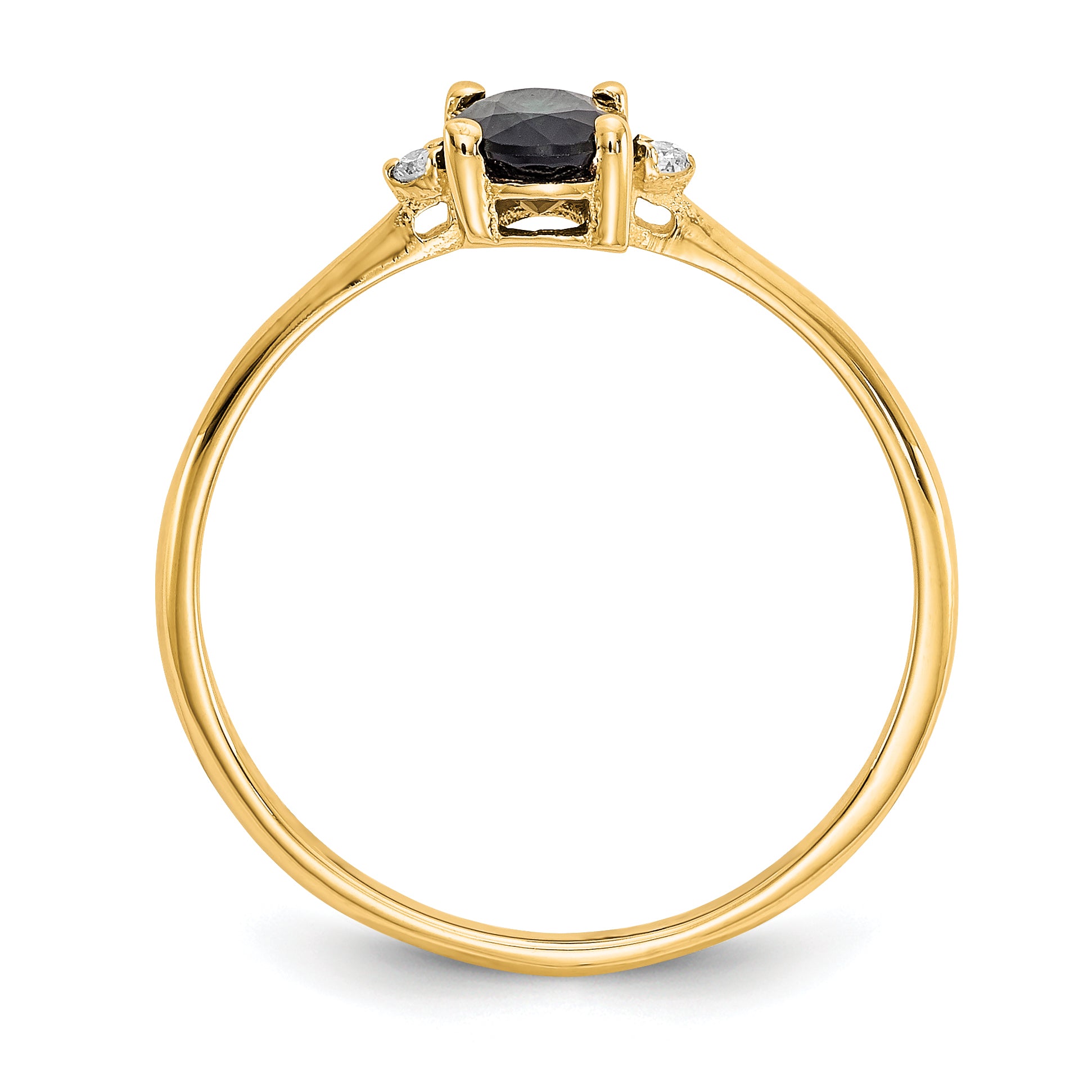 10k Polished Genuine Diamond & Sapphire Birthstone Ring Secondary image