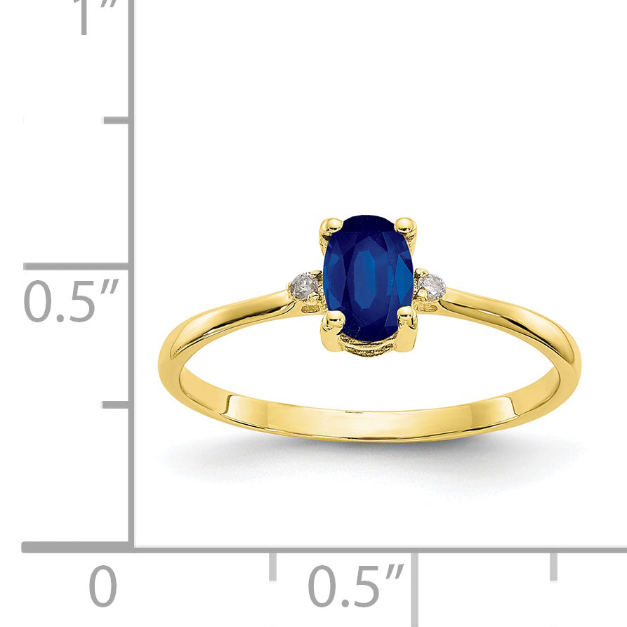 10k Polished Genuine Diamond & Sapphire Birthstone Ring