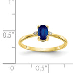 10k Polished Genuine Diamond & Sapphire Birthstone Ring
