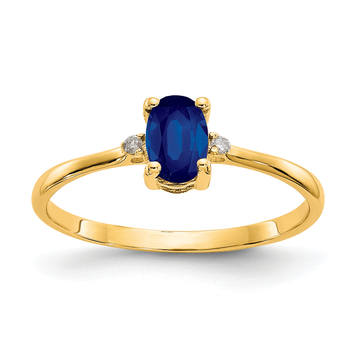 10k Polished Genuine Diamond & Sapphire Birthstone Ring