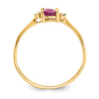 10k Polished Genuine Diamond & Pink Tourmaline Birthstone Ring