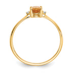 10k Polished Genuine Diamond & Citrine Birthstone Ring