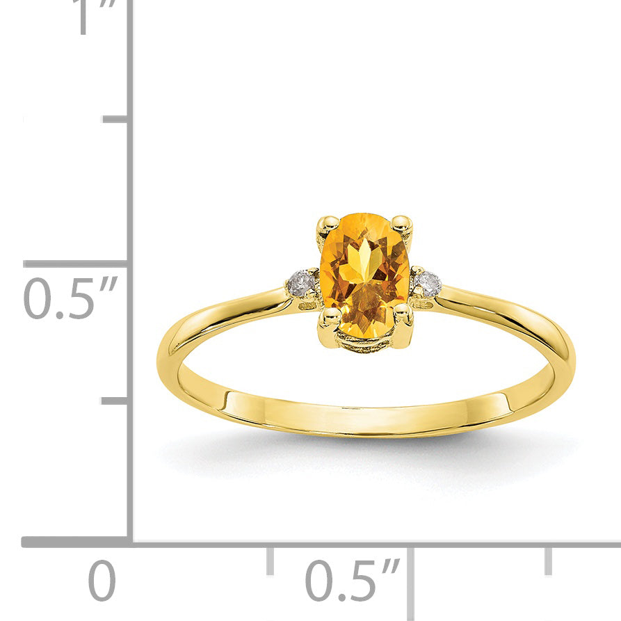 10k Polished Genuine Diamond & Citrine Birthstone Ring