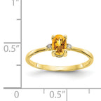 10k Polished Genuine Diamond & Citrine Birthstone Ring