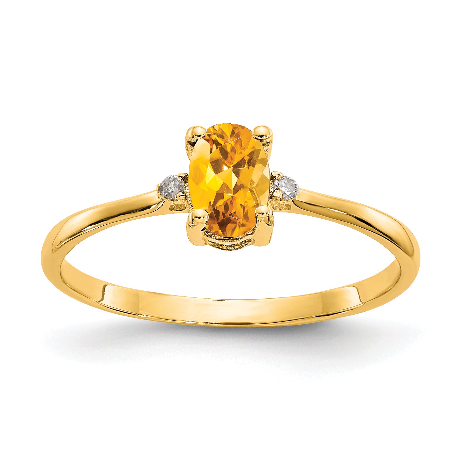 10k Polished Genuine Diamond & Citrine Birthstone Ring