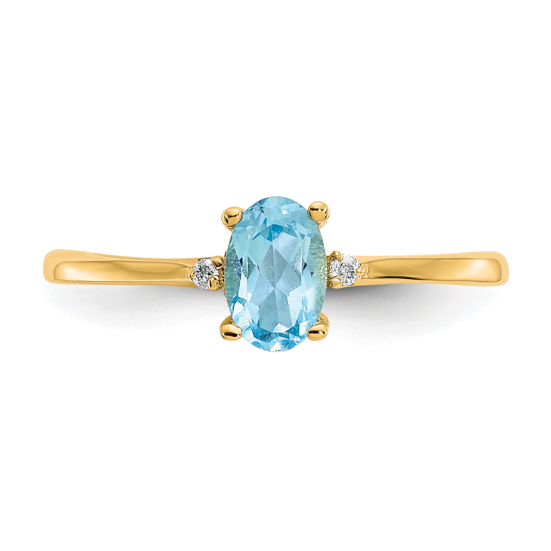 10k Polished Genuine Diamond & Blue Topaz Birthstone Ring