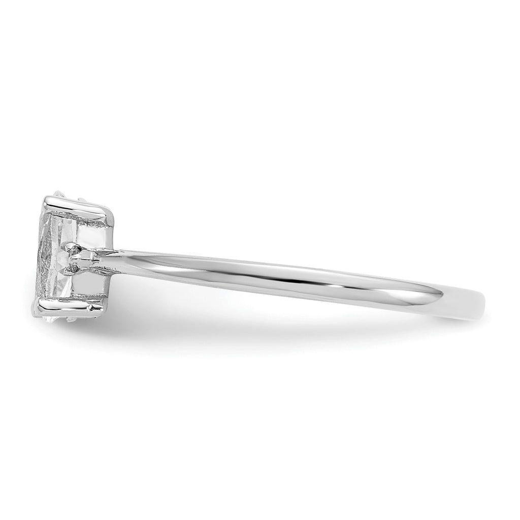10k White Gold Polished GenuineDiamond/White Topaz Birthstone Ring