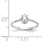 10k White Gold Polished GenuineDiamond/White Topaz Birthstone Ring