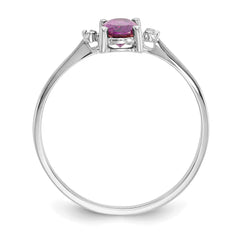 10k WG Polished Genuine Diamond/Rhodolite Garnet Birthstone Ring