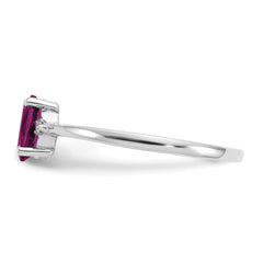 10k WG Polished Genuine Diamond/Rhodolite Garnet Birthstone Ring