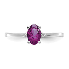 10k WG Polished Genuine Diamond/Rhodolite Garnet Birthstone Ring