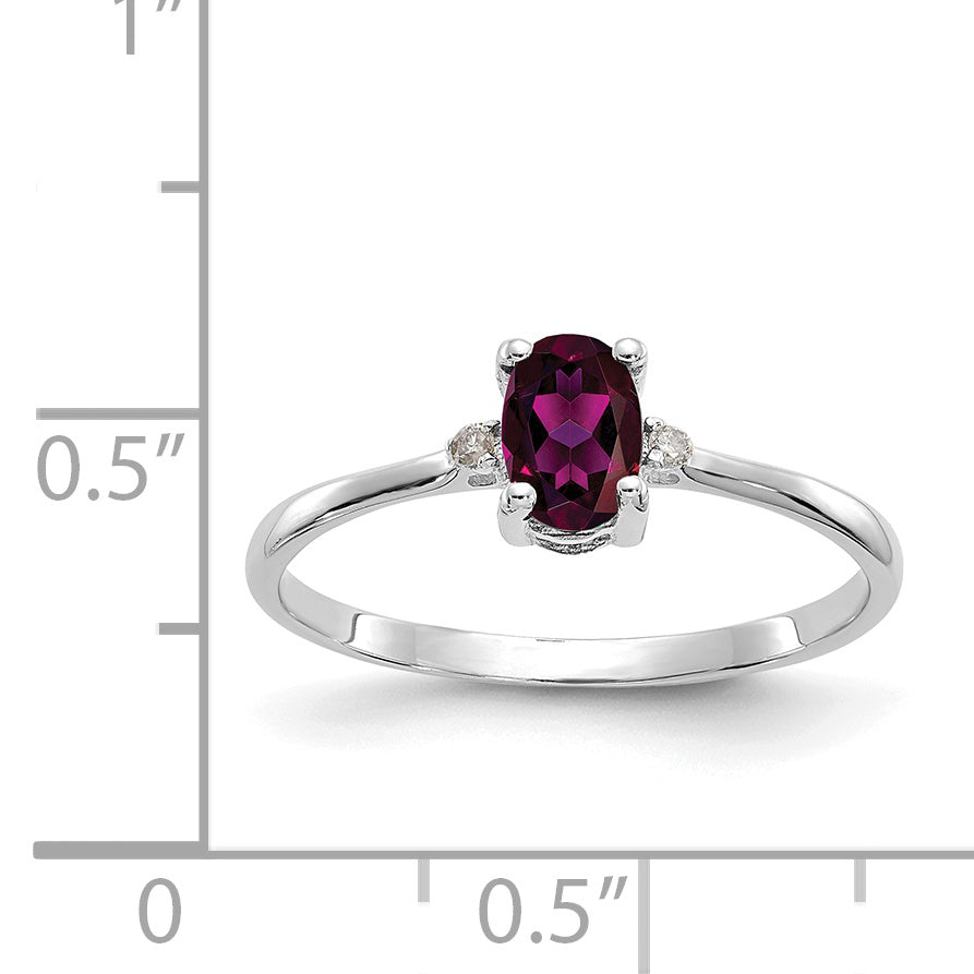 10k WG Polished Genuine Diamond/Rhodolite Garnet Birthstone Ring