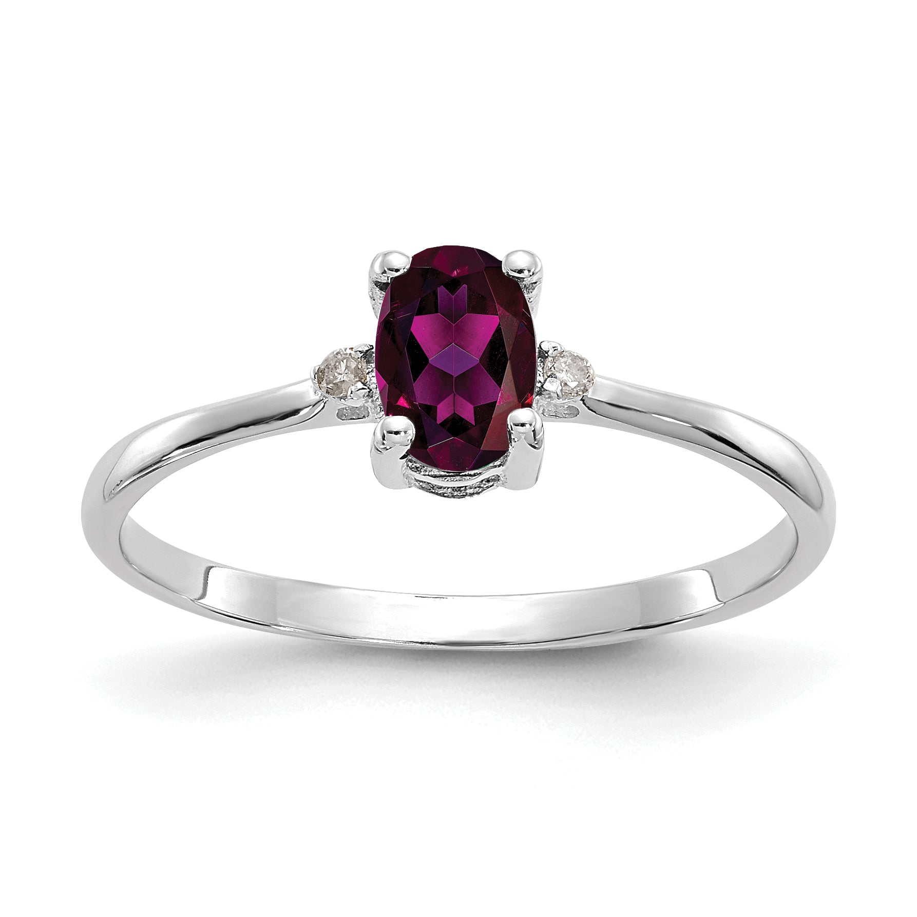 10k WG Polished Genuine Diamond/Rhodolite Garnet Birthstone Ring Main image