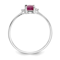 10k White Gold Polished Genuine Diamond & Ruby Birthstone Ring