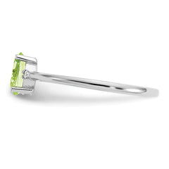 10k White Gold Polished Genuine Diamond & Peridot Birthstone Ring