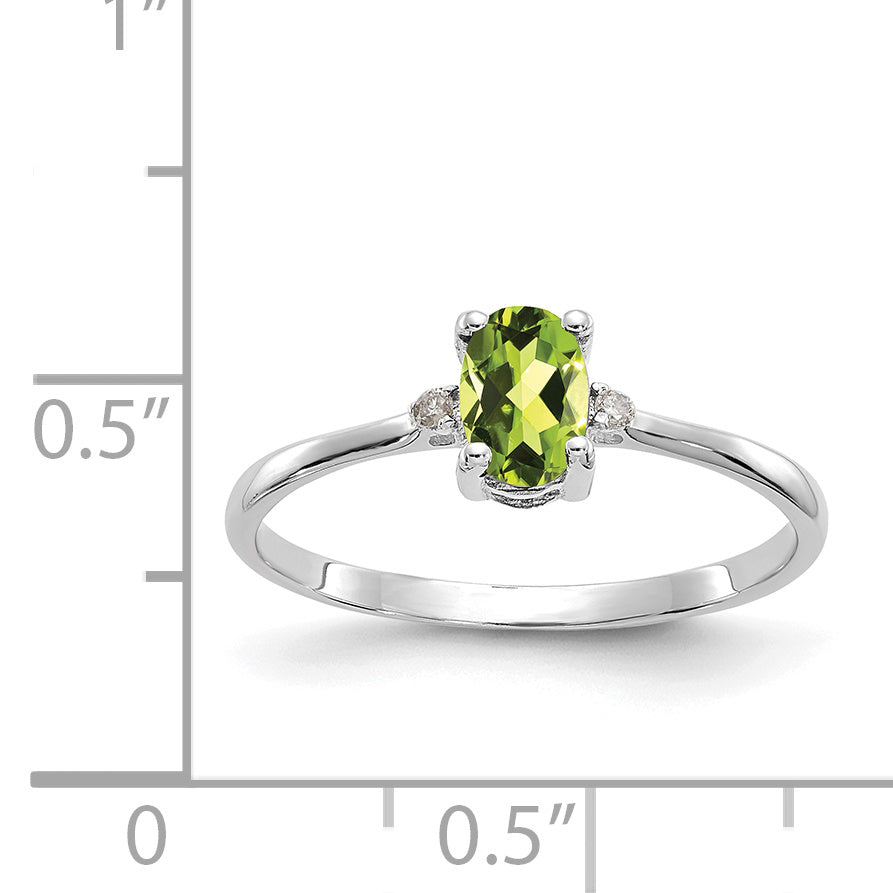 10k White Gold Polished Genuine Diamond & Peridot Birthstone Ring