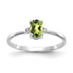 10k White Gold Polished Genuine Diamond & Peridot Birthstone Ring