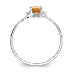 10k White Gold Polished Genuine Diamond/Citrine Birthstone Ring