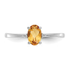 10k White Gold Polished Genuine Diamond/Citrine Birthstone Ring