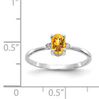 10k White Gold Polished Genuine Diamond/Citrine Birthstone Ring