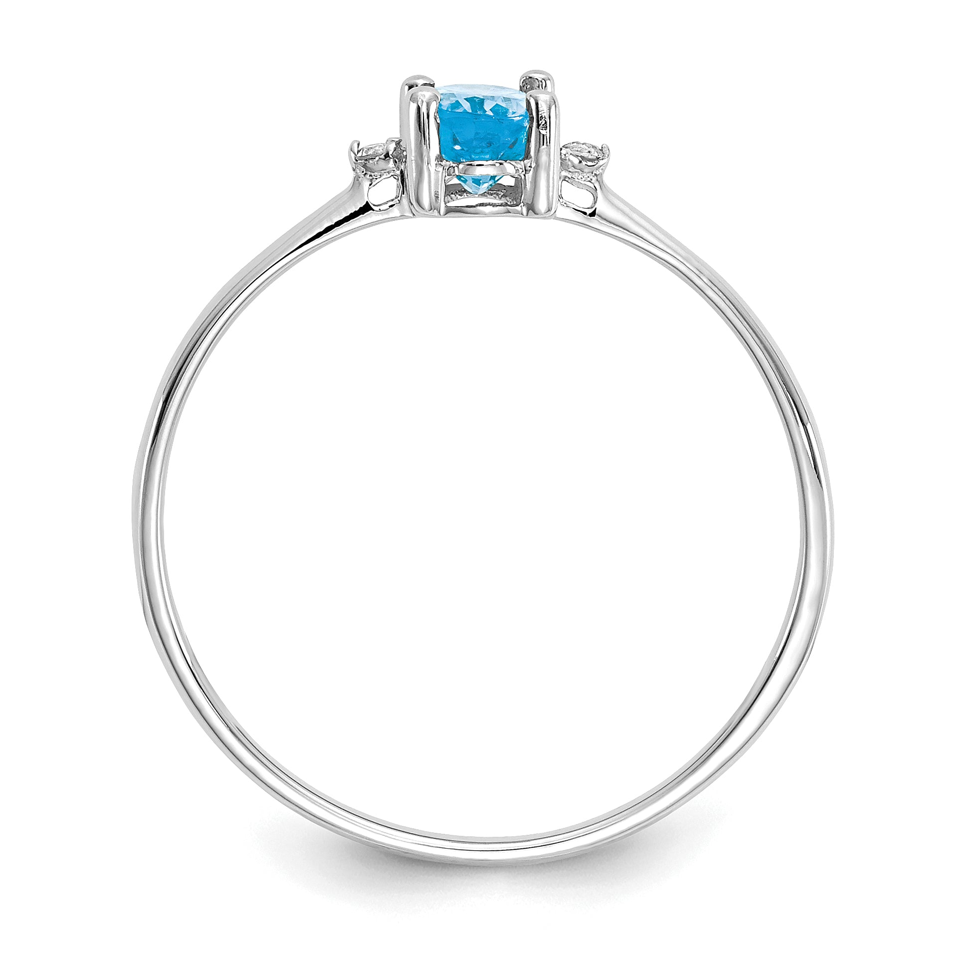 10k White Gold Polished Genuine Diamond/Blue Topaz Birthstone Ring Secondary image