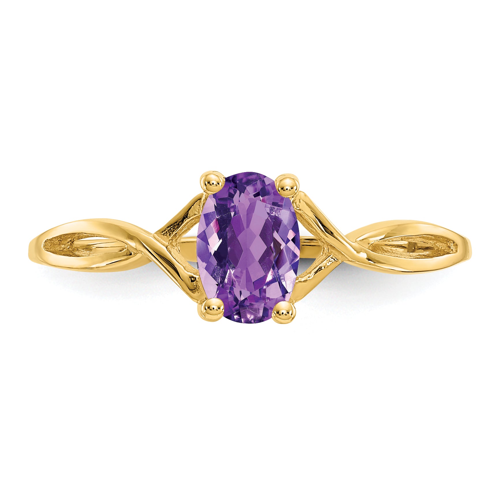 10k Polished Genuine Amethyst Birthstone Ring