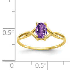 10k Polished Genuine Amethyst Birthstone Ring