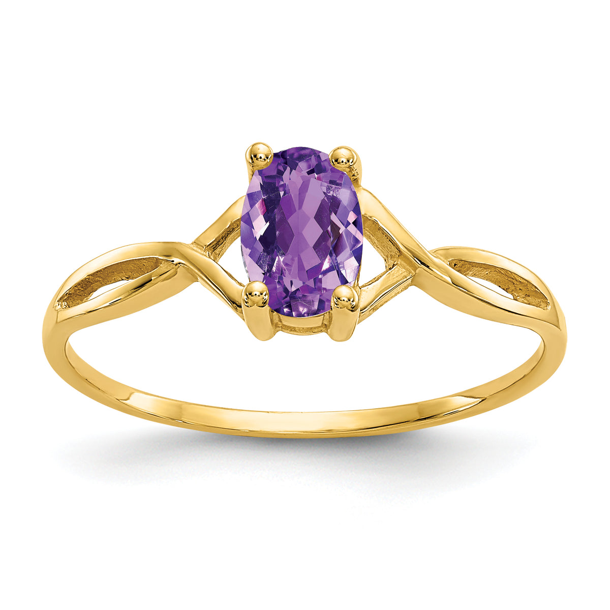 10k Polished Genuine Amethyst Birthstone Ring