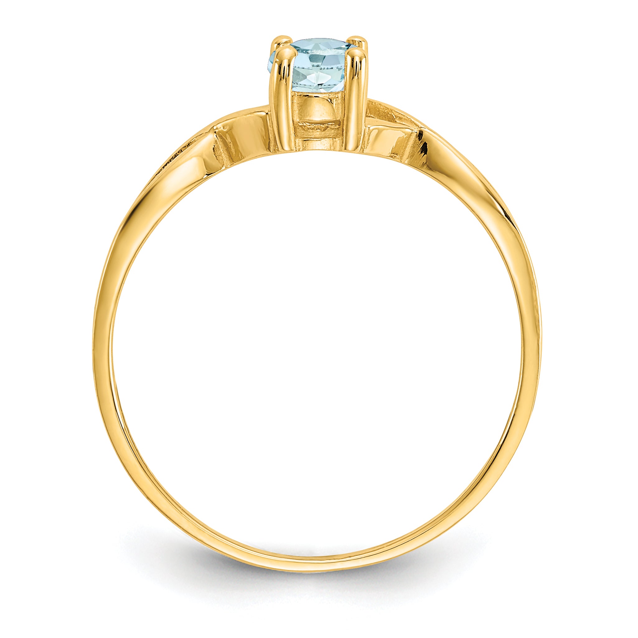 10k Polished Genuine Aquamarine Birthstone Ring