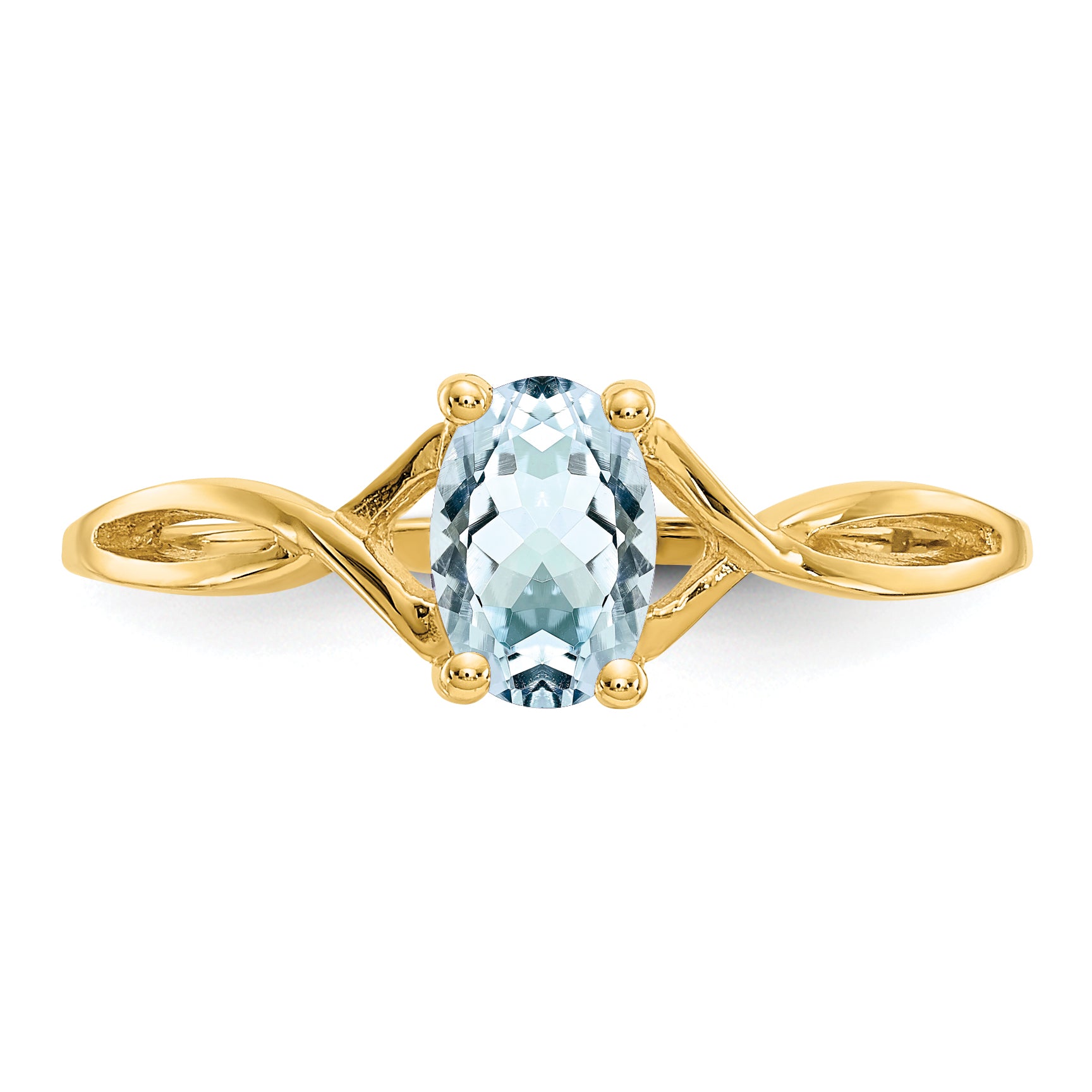 10k Polished Genuine Aquamarine Birthstone Ring