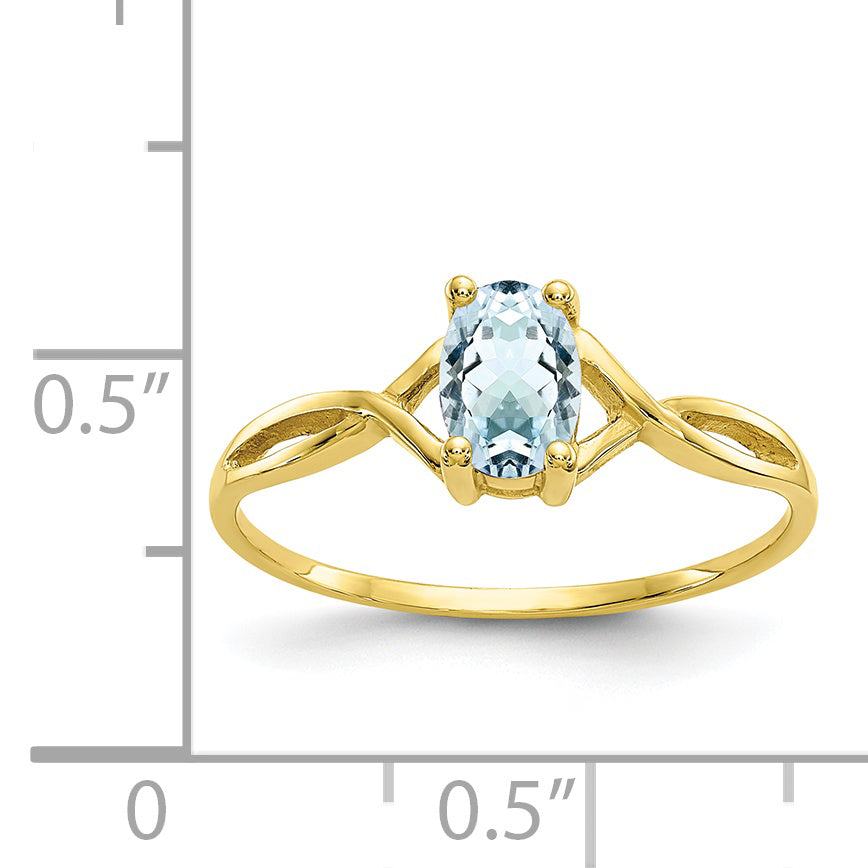 10k Polished Genuine Aquamarine Birthstone Ring