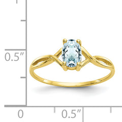 10k Polished Genuine Aquamarine Birthstone Ring