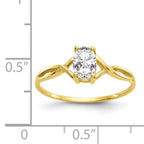 10k Polished Genuine White Topaz Birthstone Ring