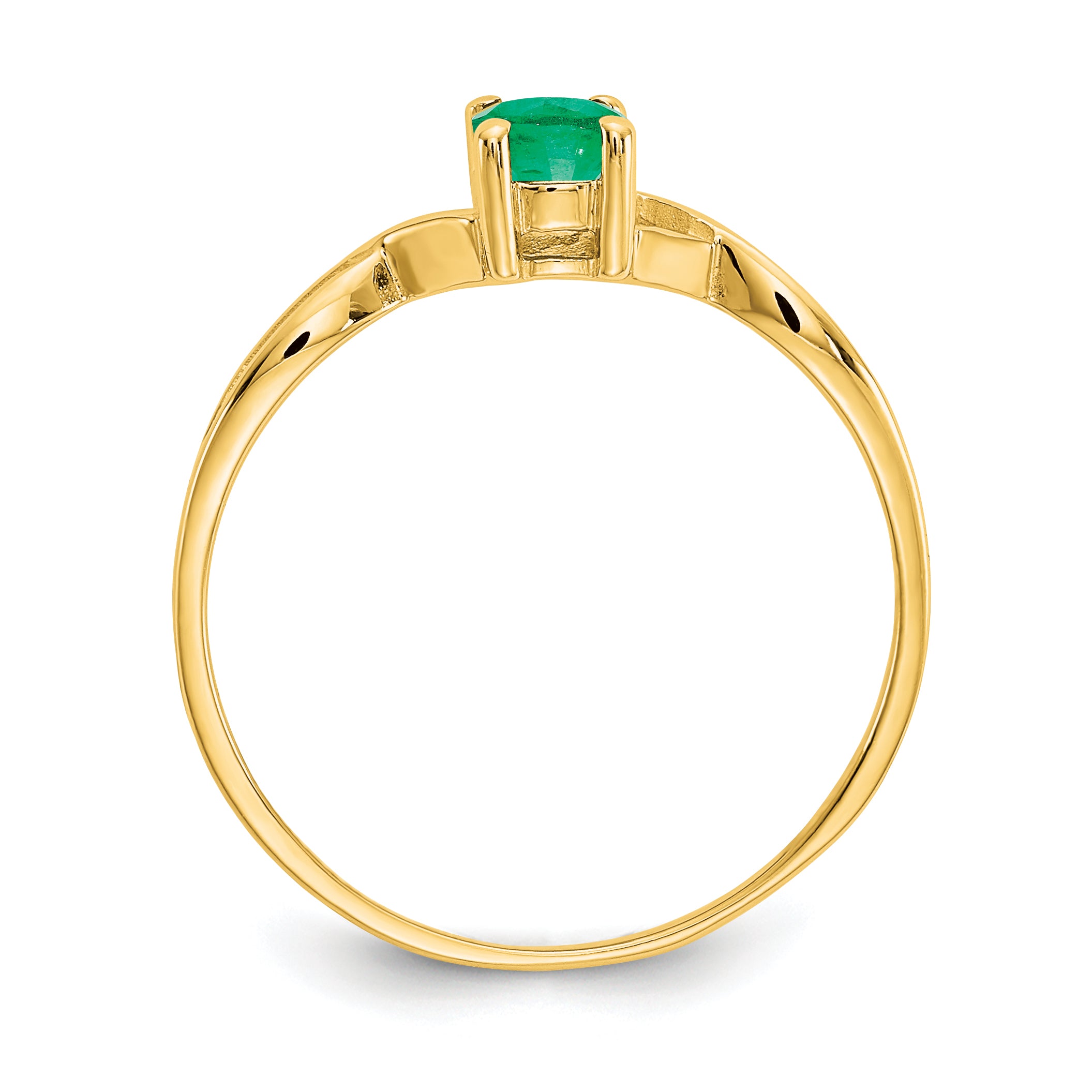 10k Polished Genuine Emerald Birthstone Ring