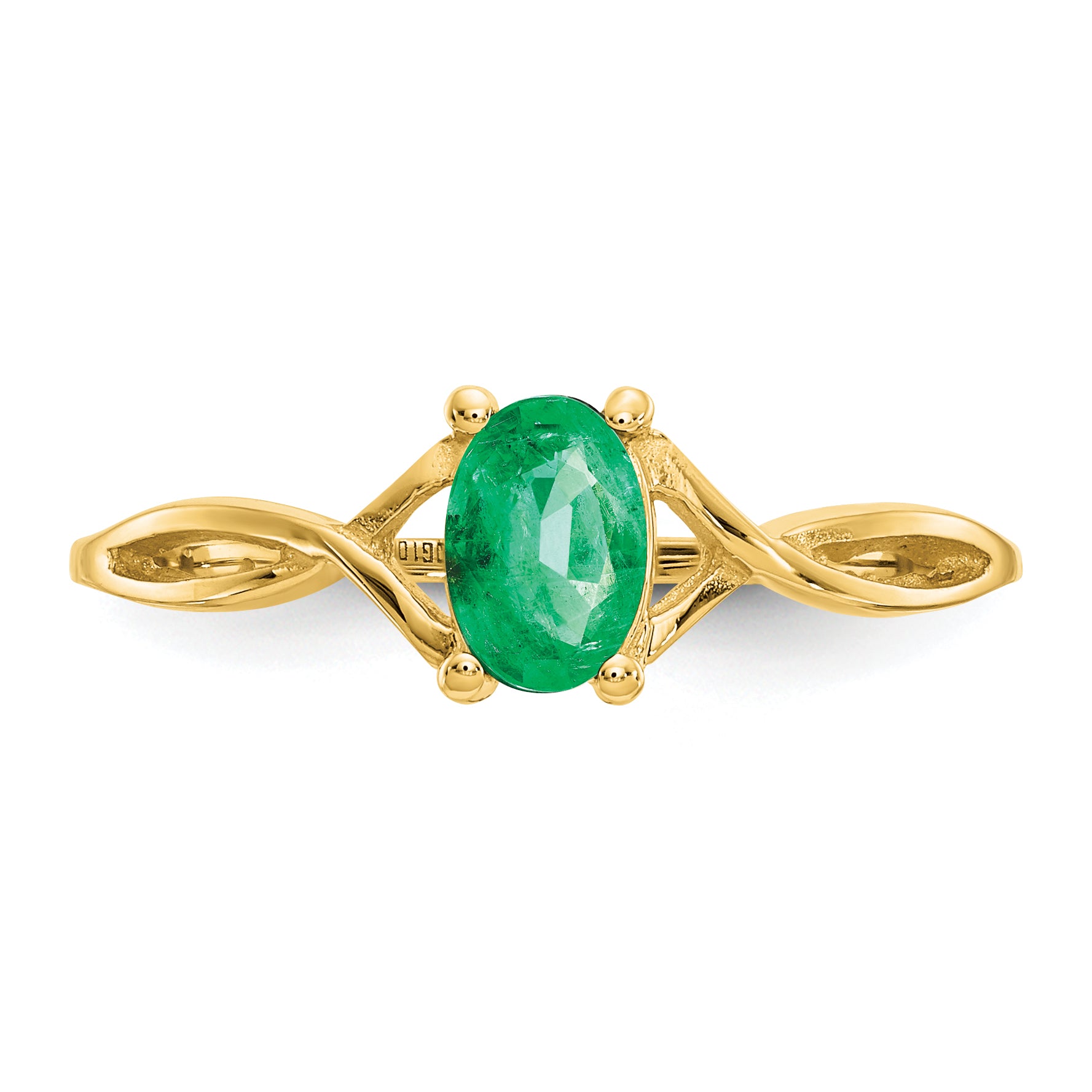 10k Polished Genuine Emerald Birthstone Ring