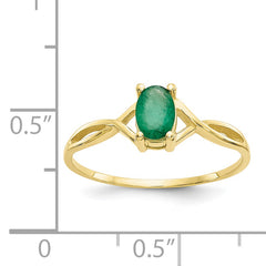 10k Polished Genuine Emerald Birthstone Ring