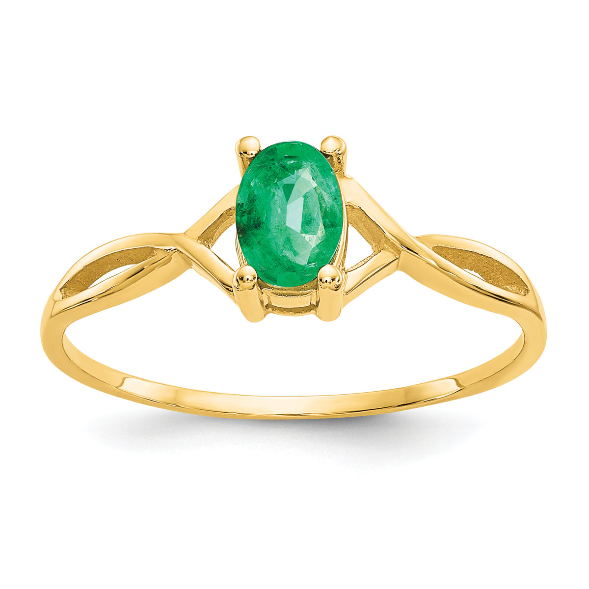 10k Polished Genuine Emerald Birthstone Ring