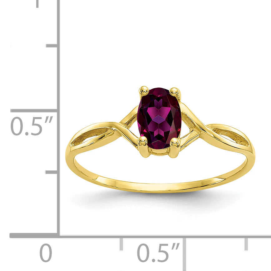 10k Polished Genuine Rhodolite Garnet Birthstone Ring