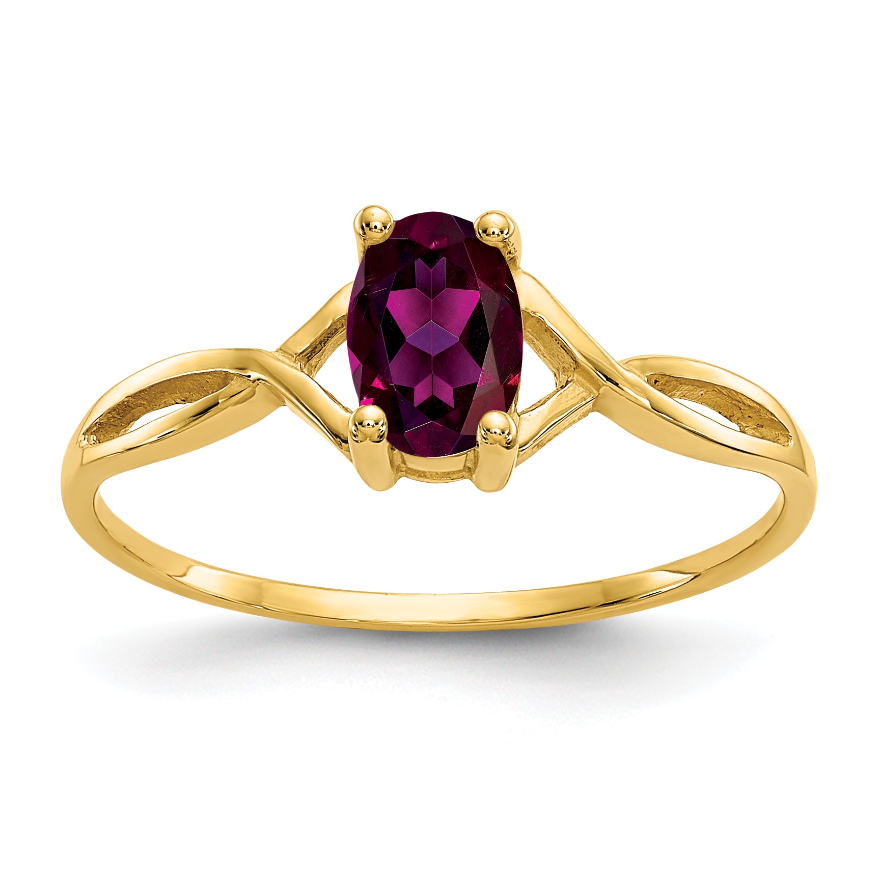 10k Polished Genuine Rhodolite Garnet Birthstone Ring