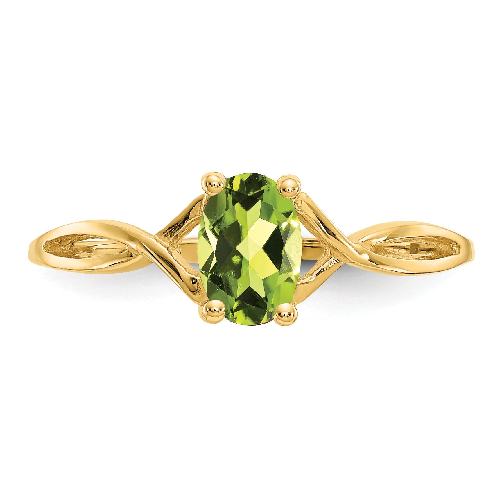 10k Polished Genuine Peridot Birthstone Ring