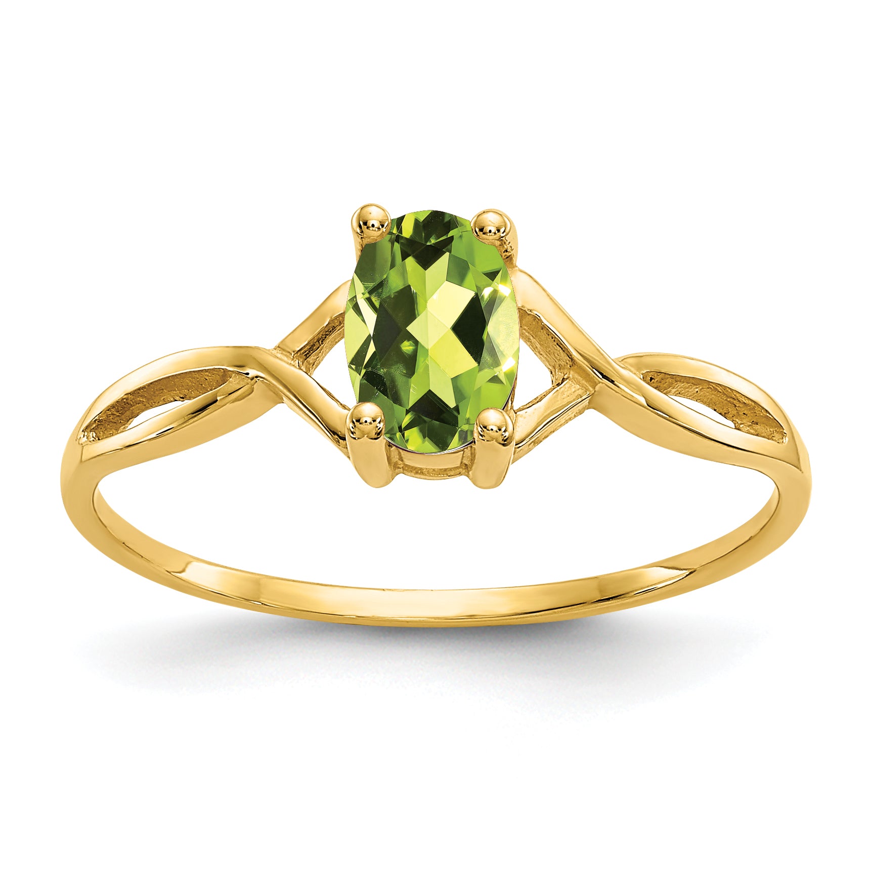 10k Polished Genuine Peridot Birthstone Ring