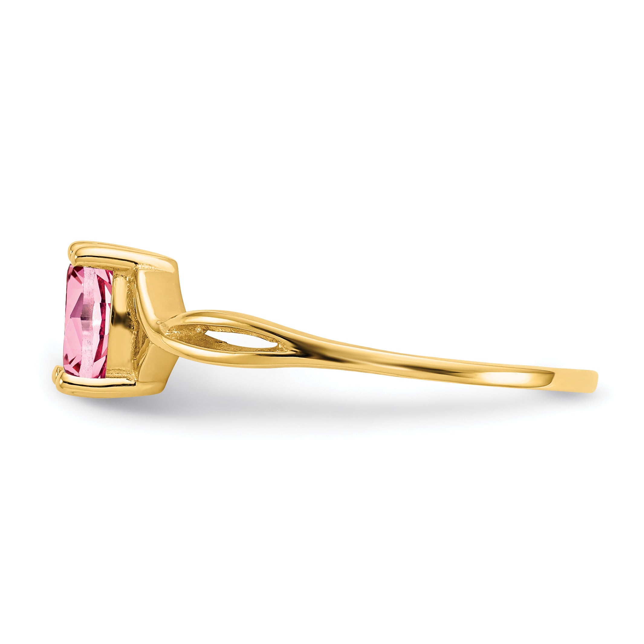 10k Polished Genuine Pink Tourmaline Birthstone Ring