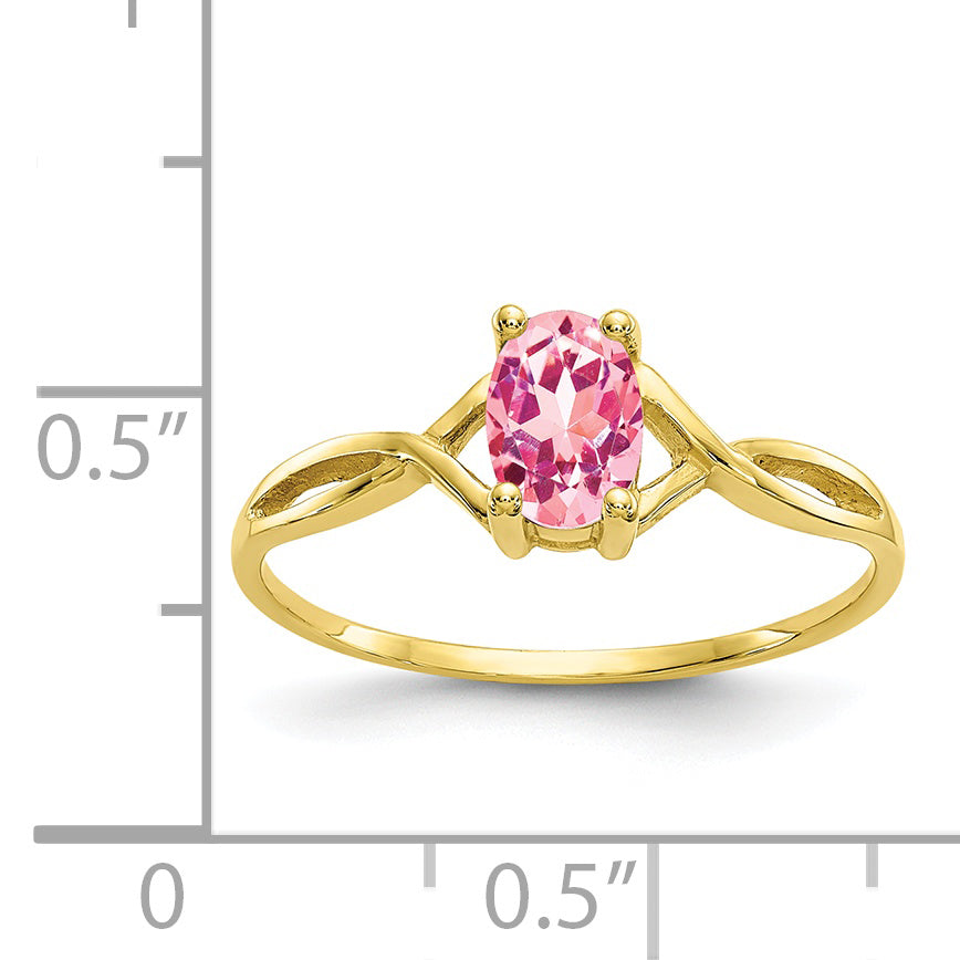 10k Polished Genuine Pink Tourmaline Birthstone Ring