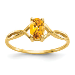 10k Polished Genuine Citrine Birthstone Ring