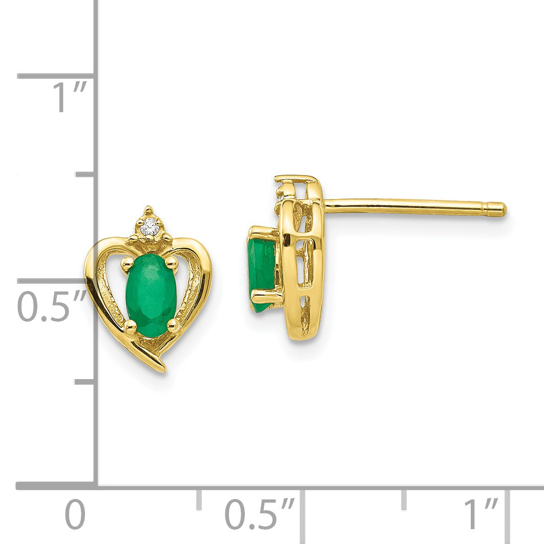 10K Diamond and Emerald Earrings