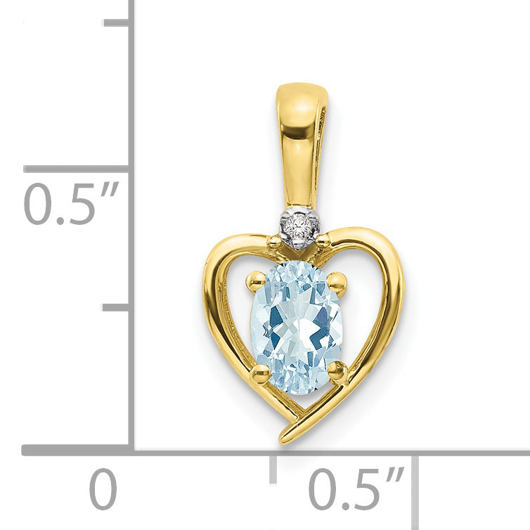 10K Diamond and Aquamarine Pendant