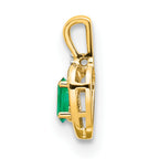 10K Gold Diamond and Emerald Pendant with Polished Finish  Elegant Birthstone Charm
