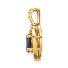10K Gold Diamond and Sapphire Pendant with Polished Finish Elegant Design